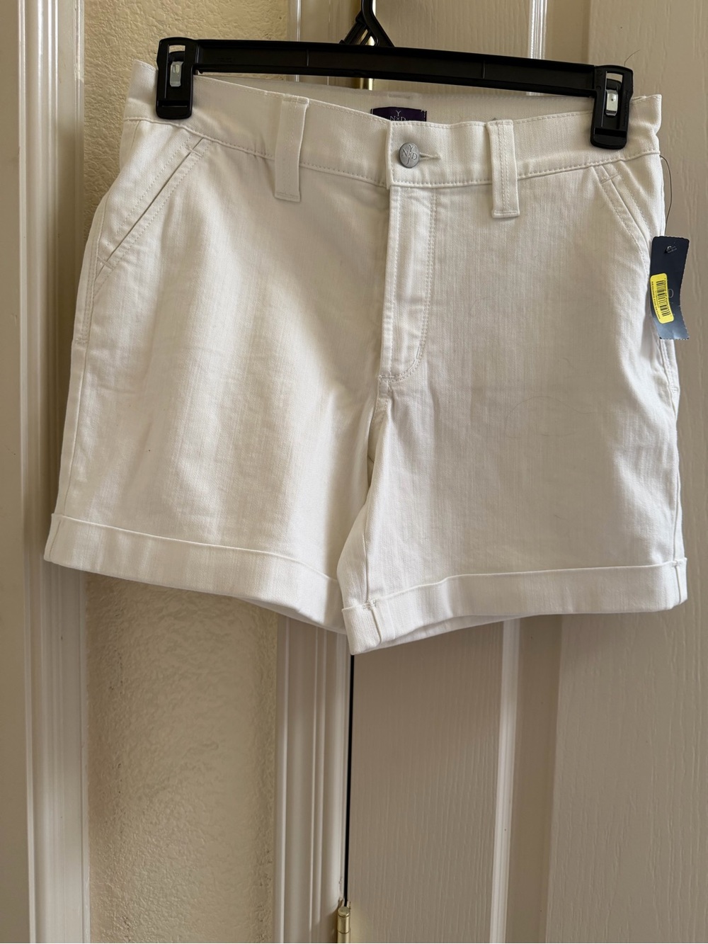 NYDJ White Cuffed Denim Shorts